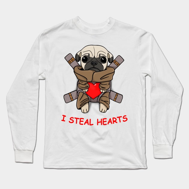 Valentines Day gift baby Pug dog I Steal Hearts Pug Lover T-Shirt Long Sleeve T-Shirt by nayakiiro